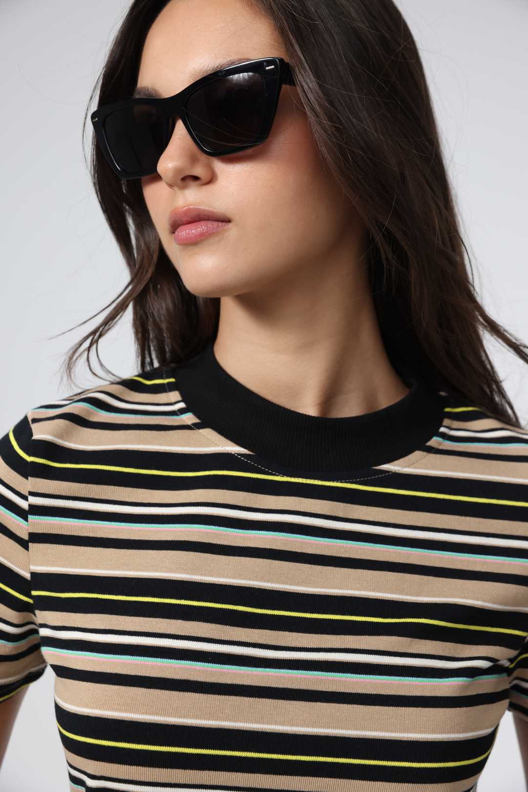 Rebasically Beige Stripes T-Shirt
