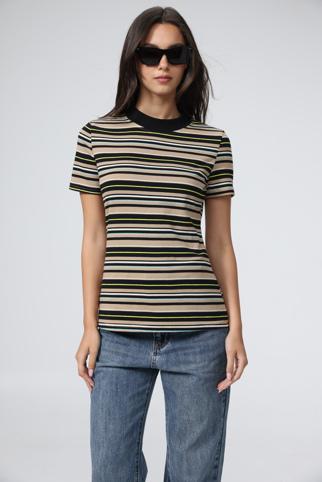 Rebasically Beige Stripes T-Shirt