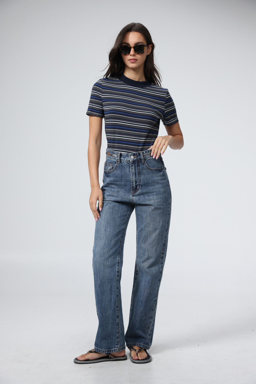 Rebasically Grey Stripes T-Shirt