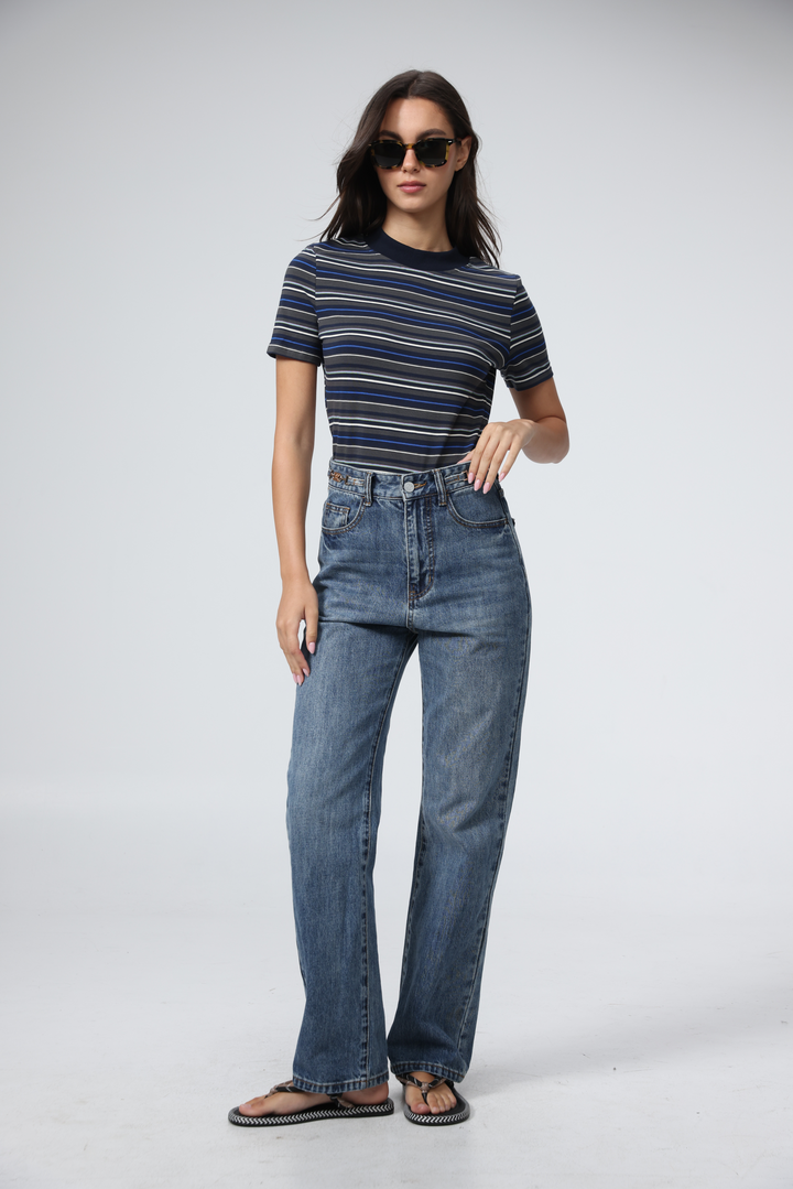Rebasically Grey Stripes T-Shirt