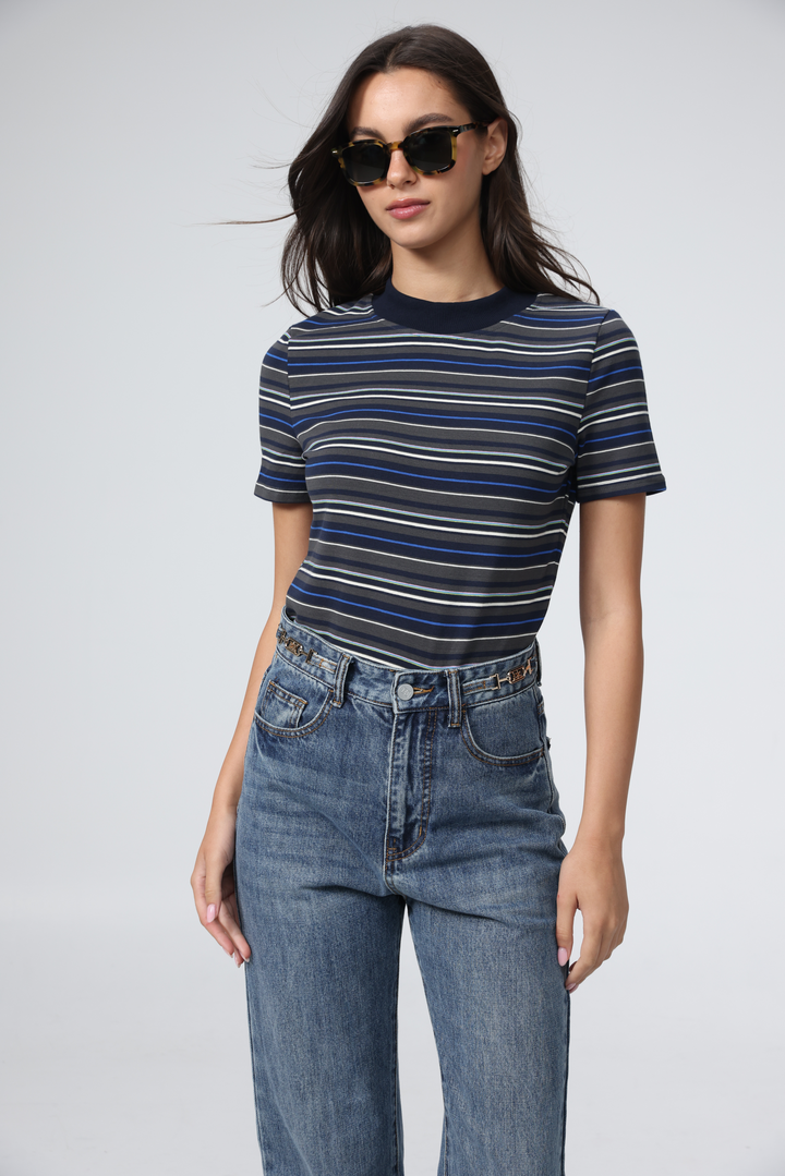 Rebasically Grey Stripes T-Shirt