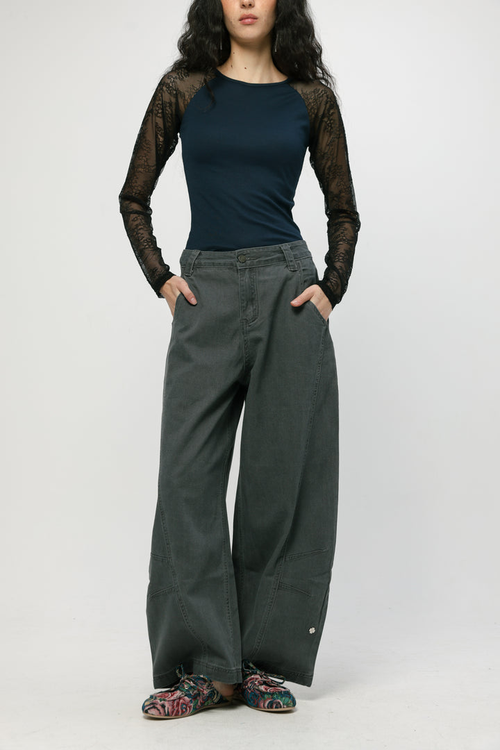 ג'ינס אפור רגל רחבה Star 123 Grey Denim