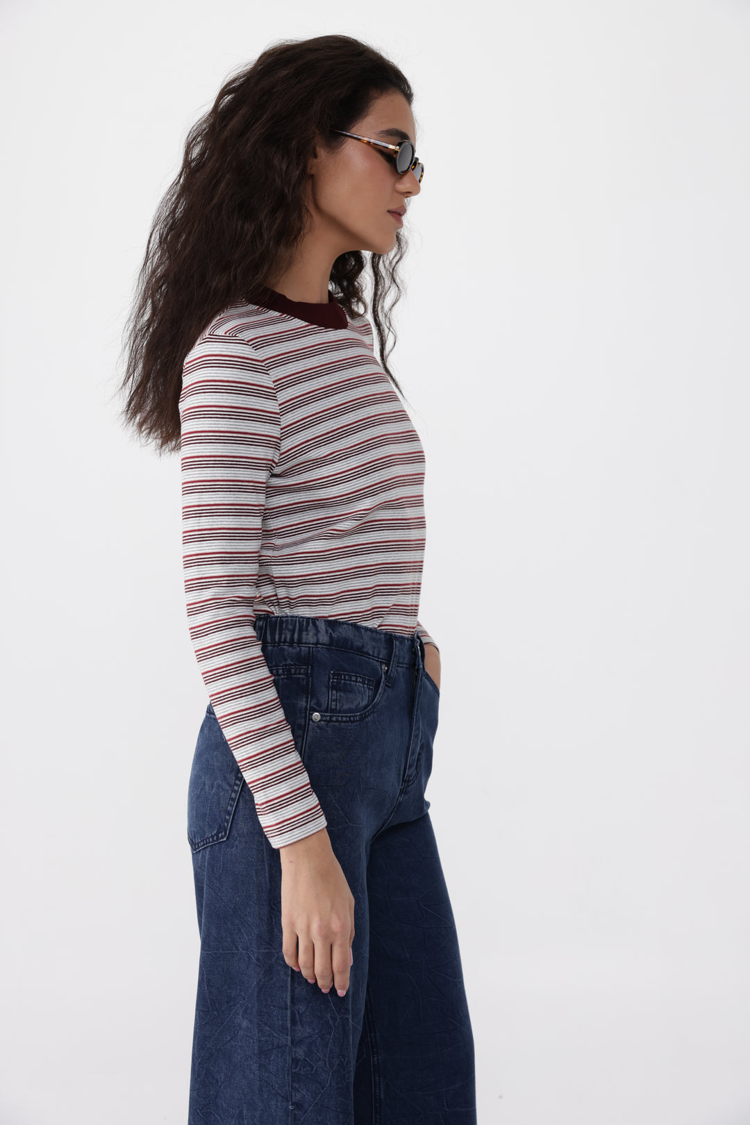 Rebasically Gray&Wine Stripes Shirt