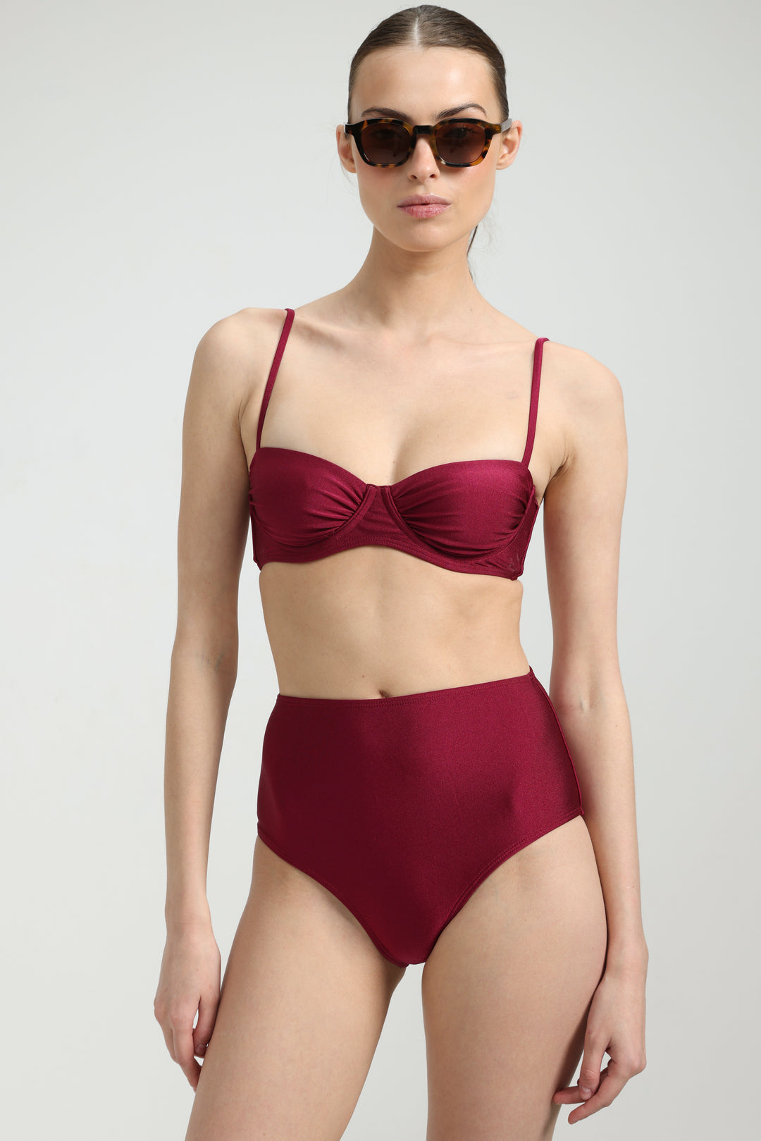 Alpha Wine Bikini Bottoms תחתון ביקיני גבוה בורדו