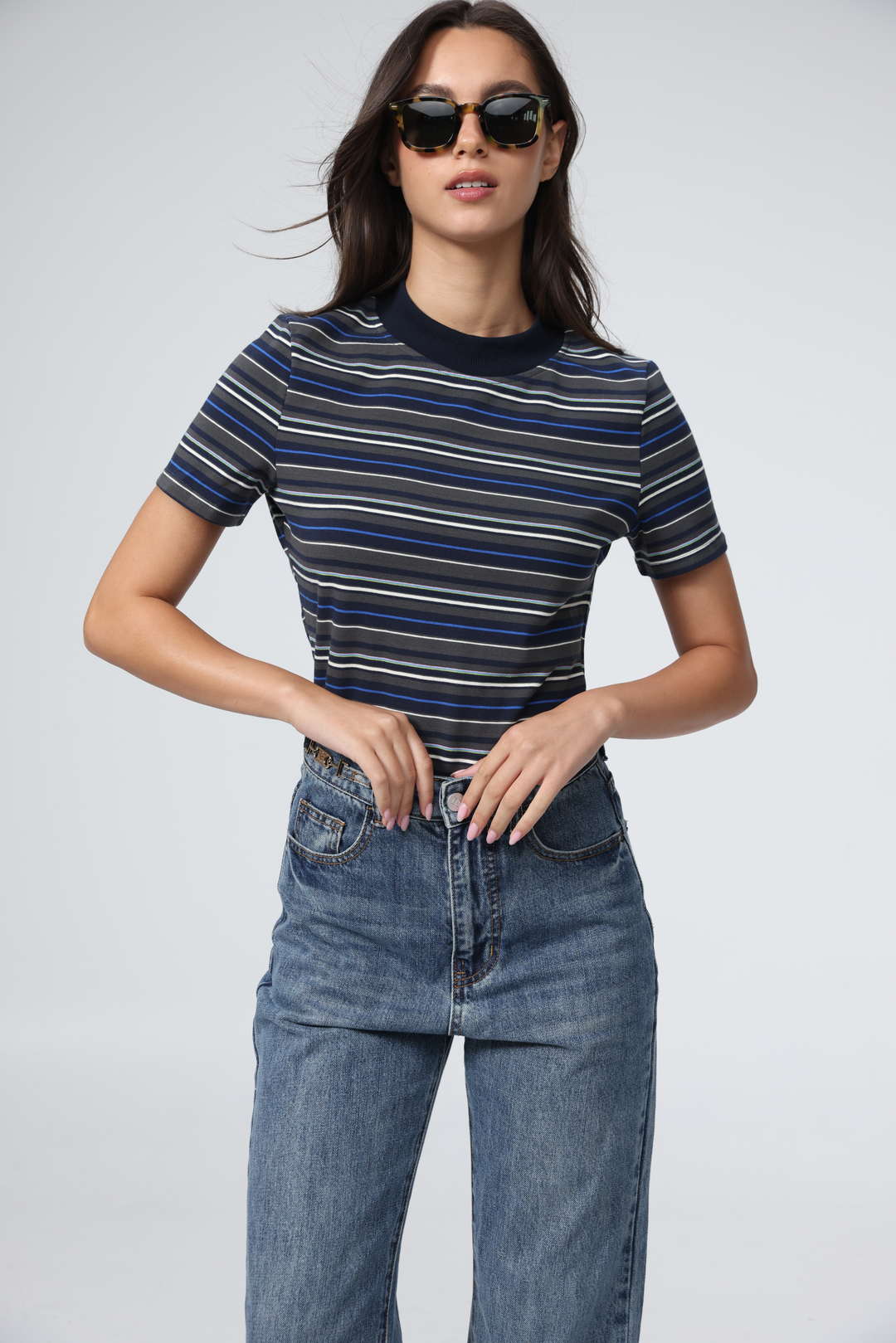 Rebasically Grey Stripes T-Shirt