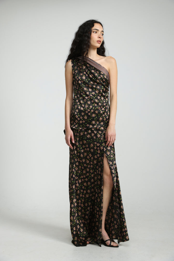 Floral One Shoulder Satin Top