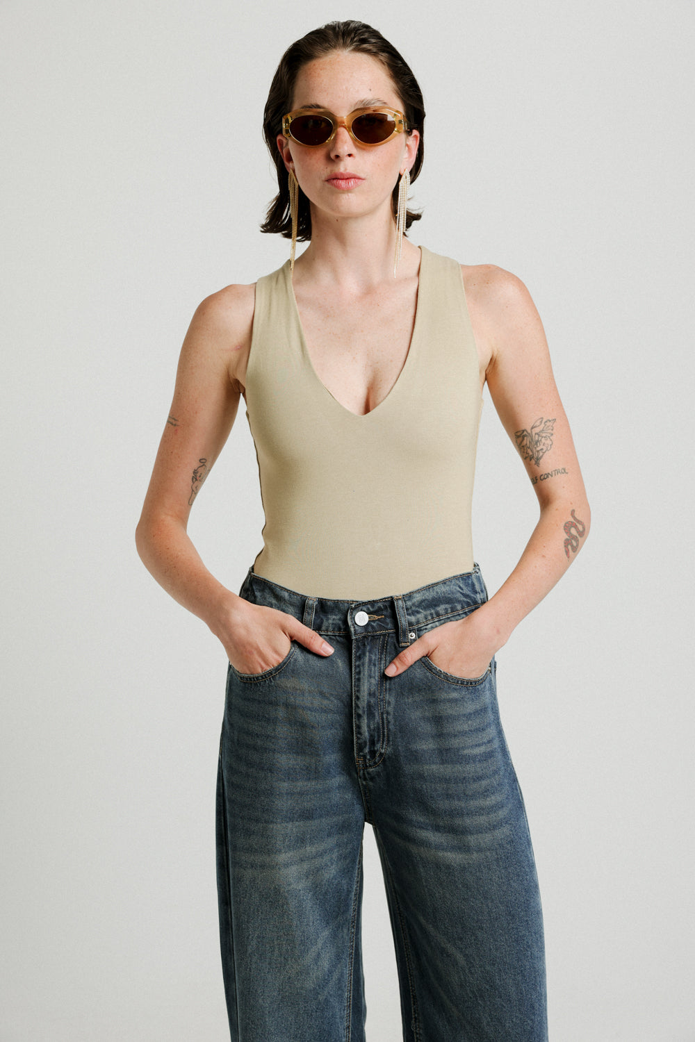 Waldorf Beige Tank Bodysuit