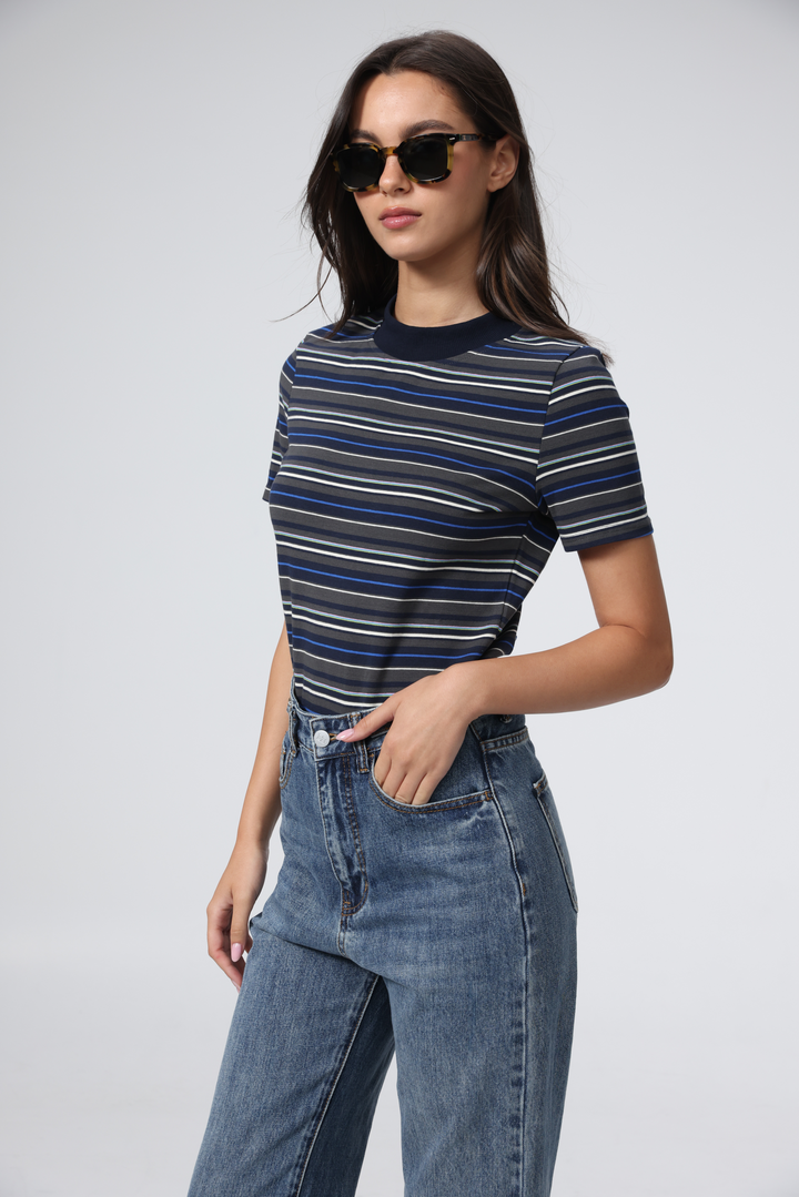 Rebasically Grey Stripes T-Shirt