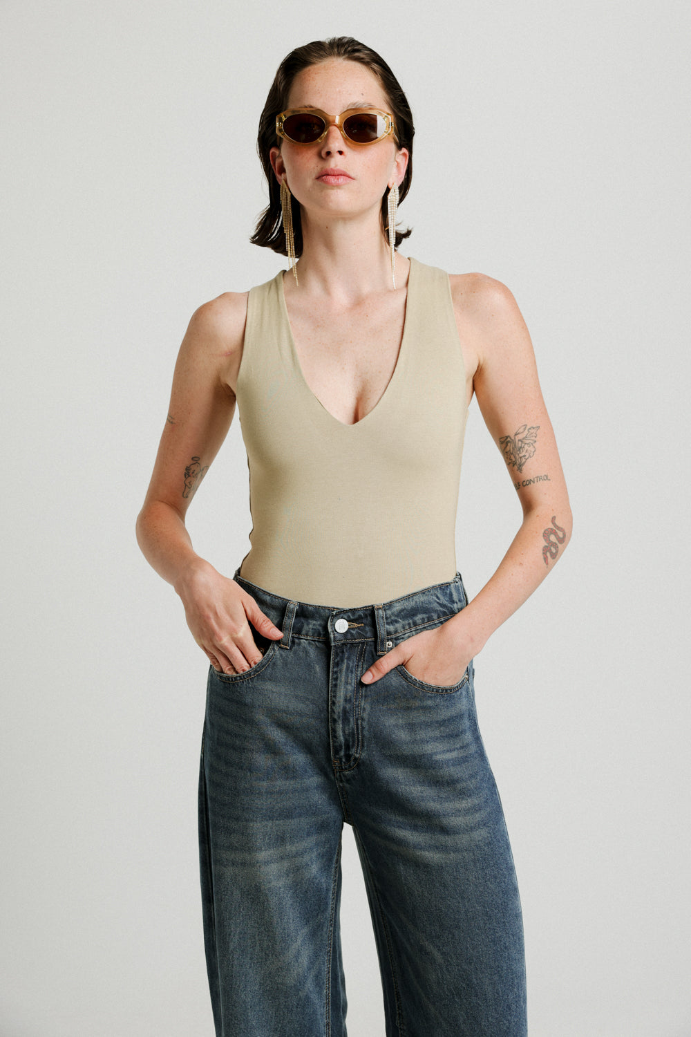 Waldorf Beige Tank Bodysuit