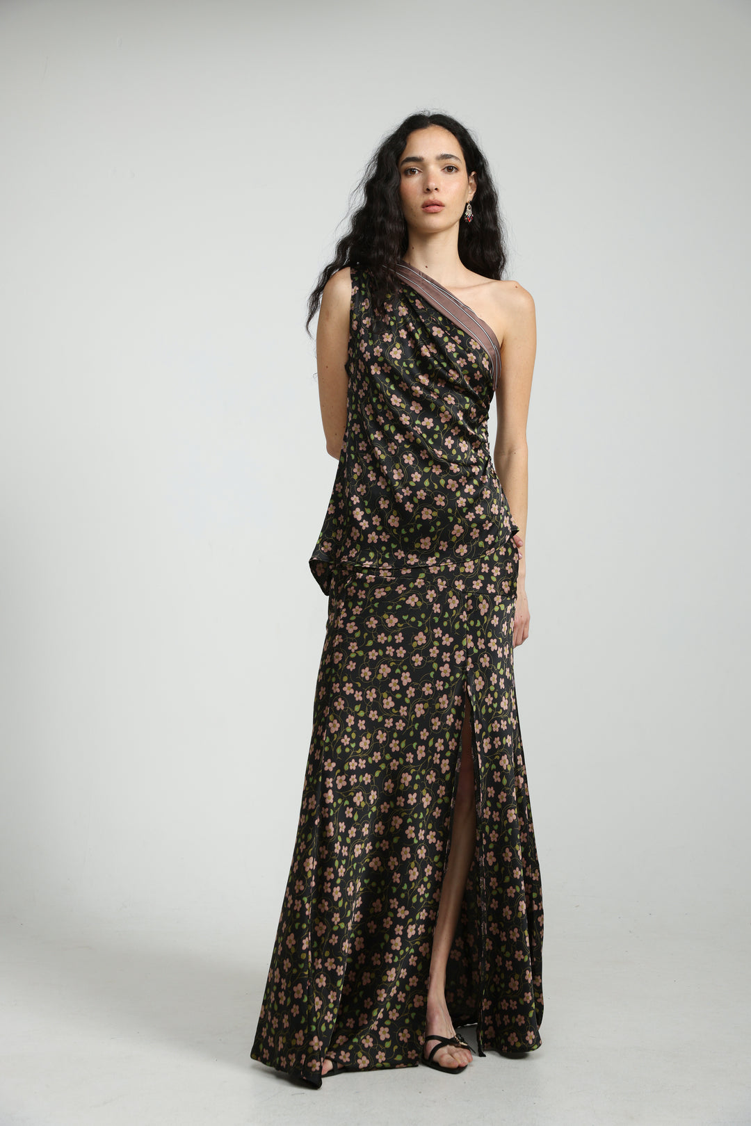 Floral Satin Maxi Skirt