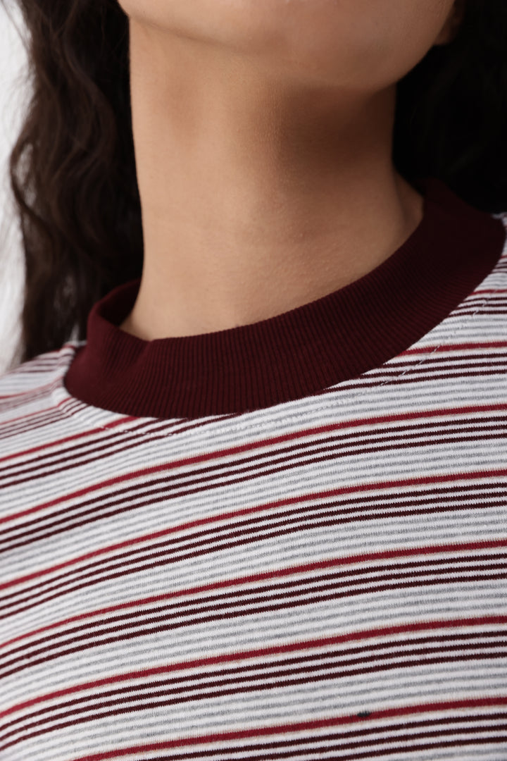 Rebasically Gray&Wine Stripes Shirt