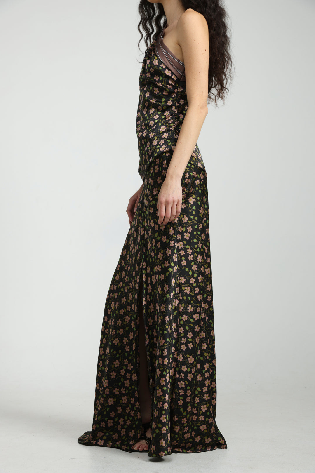 Floral Satin Maxi Skirt