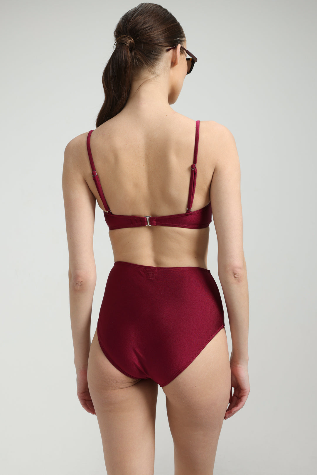 Alpha Wine Bikini Bottoms תחתוני בגד ים ביקיני בצבע בורדו גזרה גבוהה