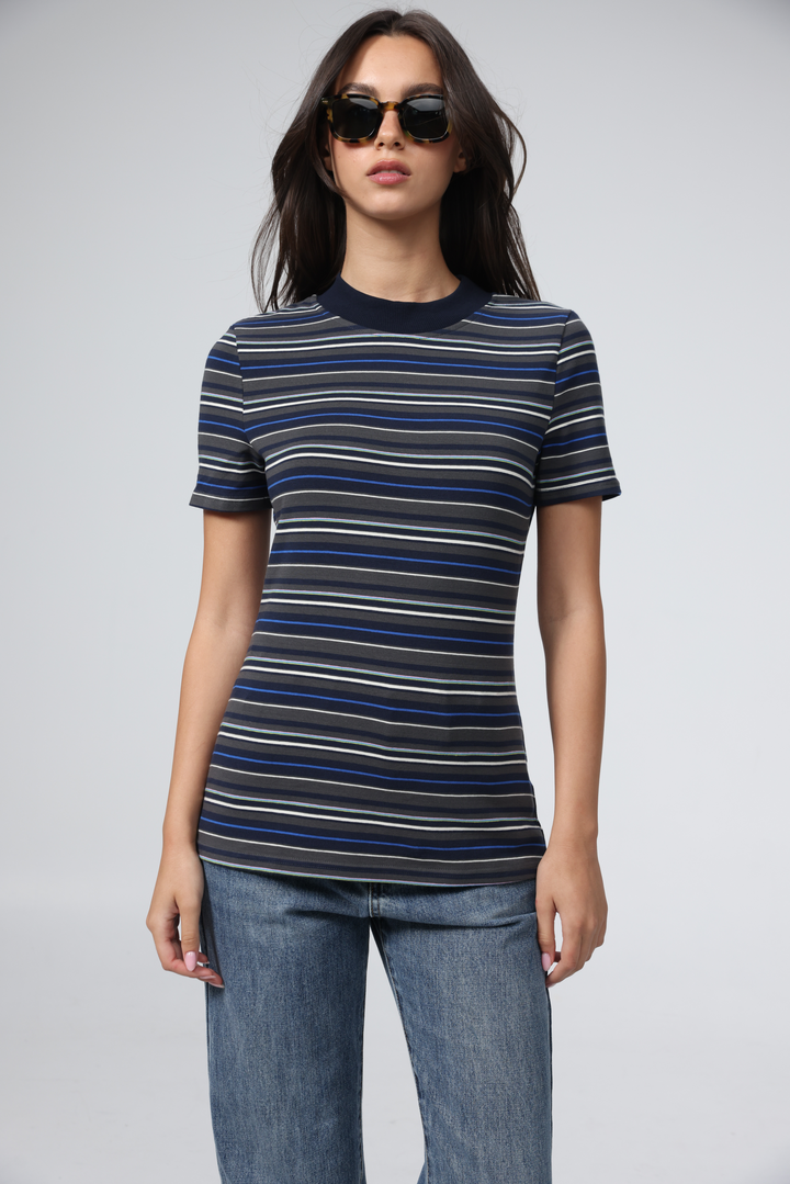 Rebasically Grey Stripes T-Shirt