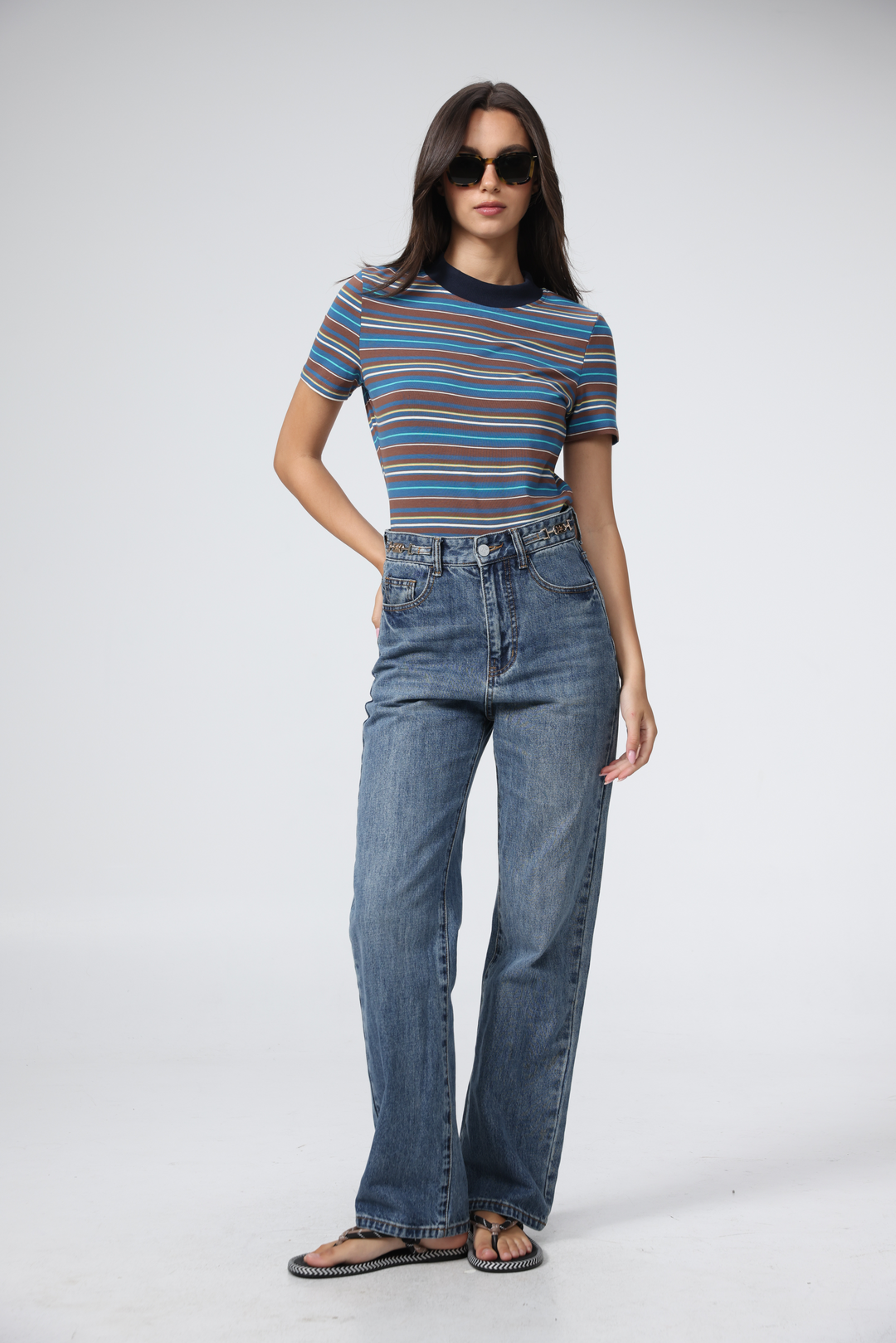 Rebasically Brown Stripes T-Shirt