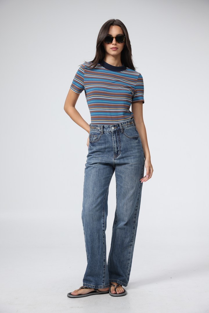 Rebasically Brown Stripes T-Shirt