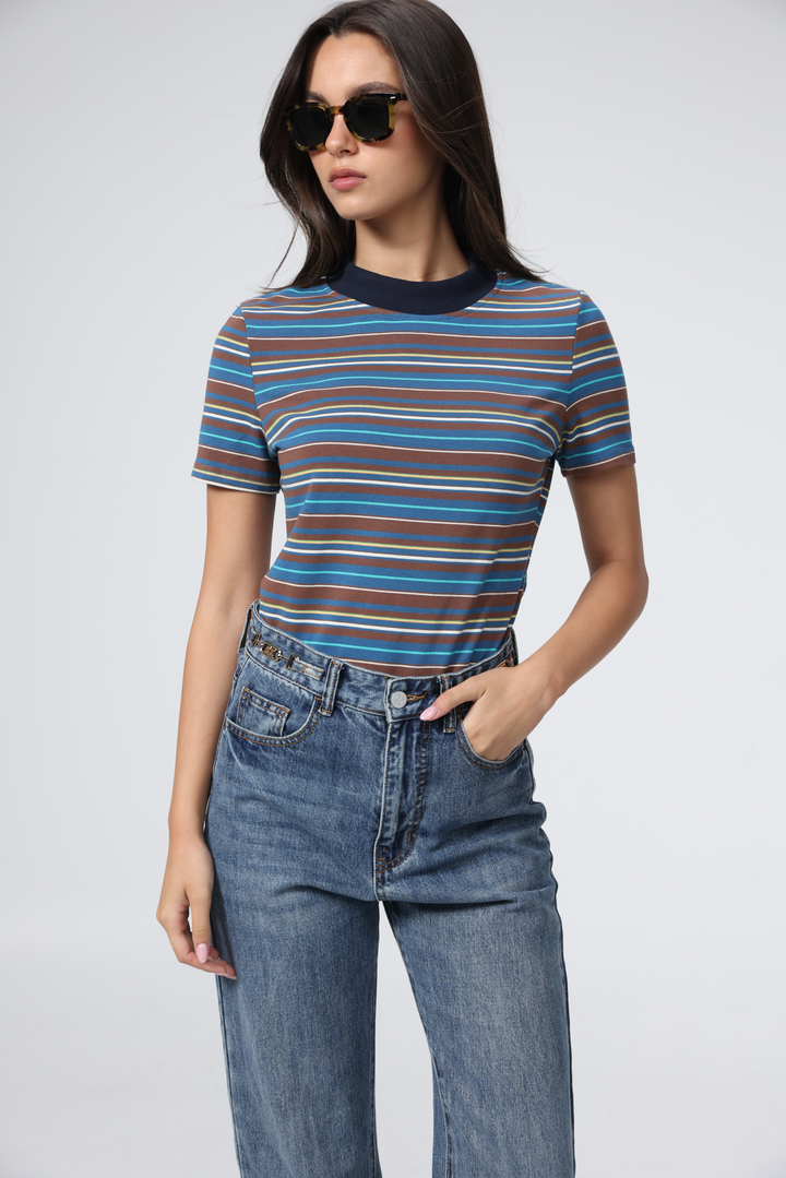 Rebasically Brown Stripes T-Shirt