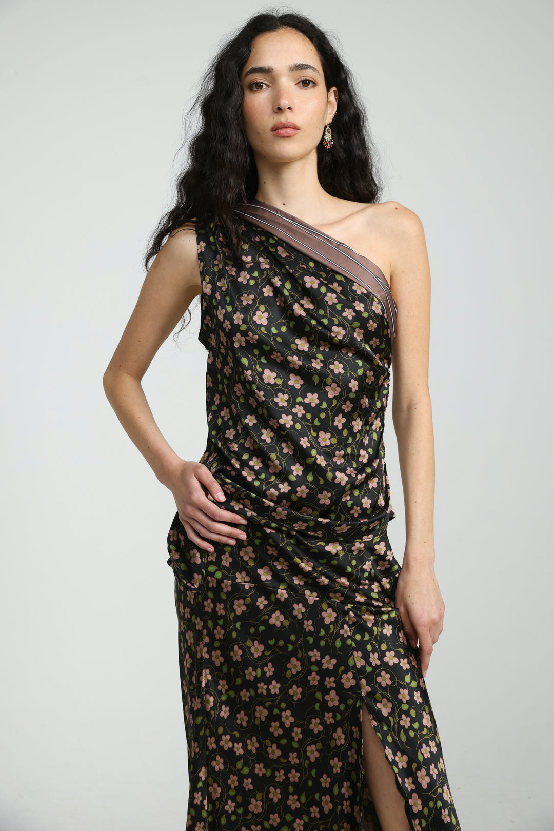 Floral One Shoulder Satin Top