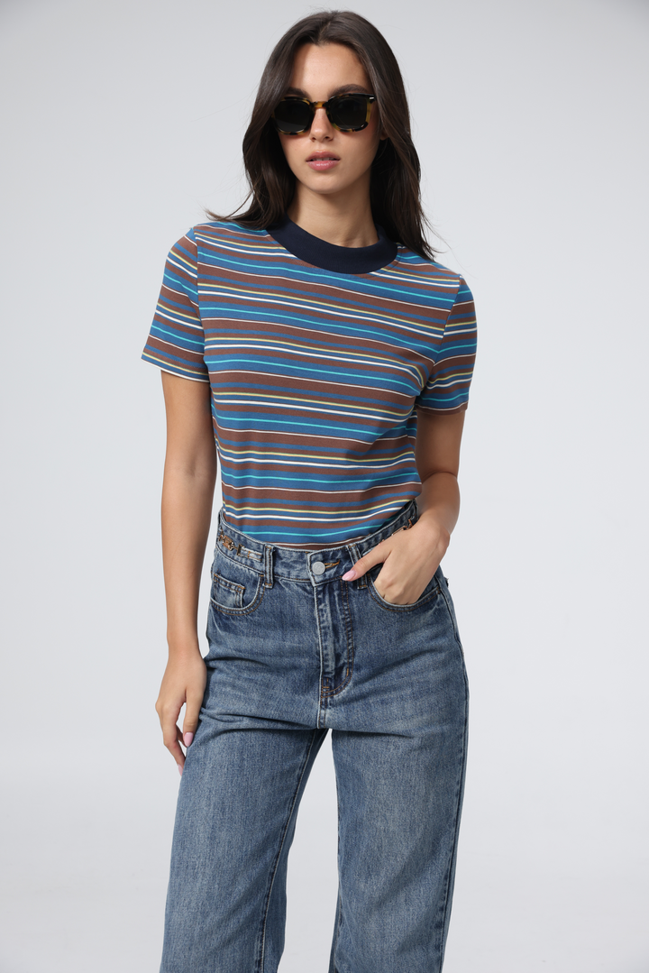Rebasically Brown Stripes T-Shirt