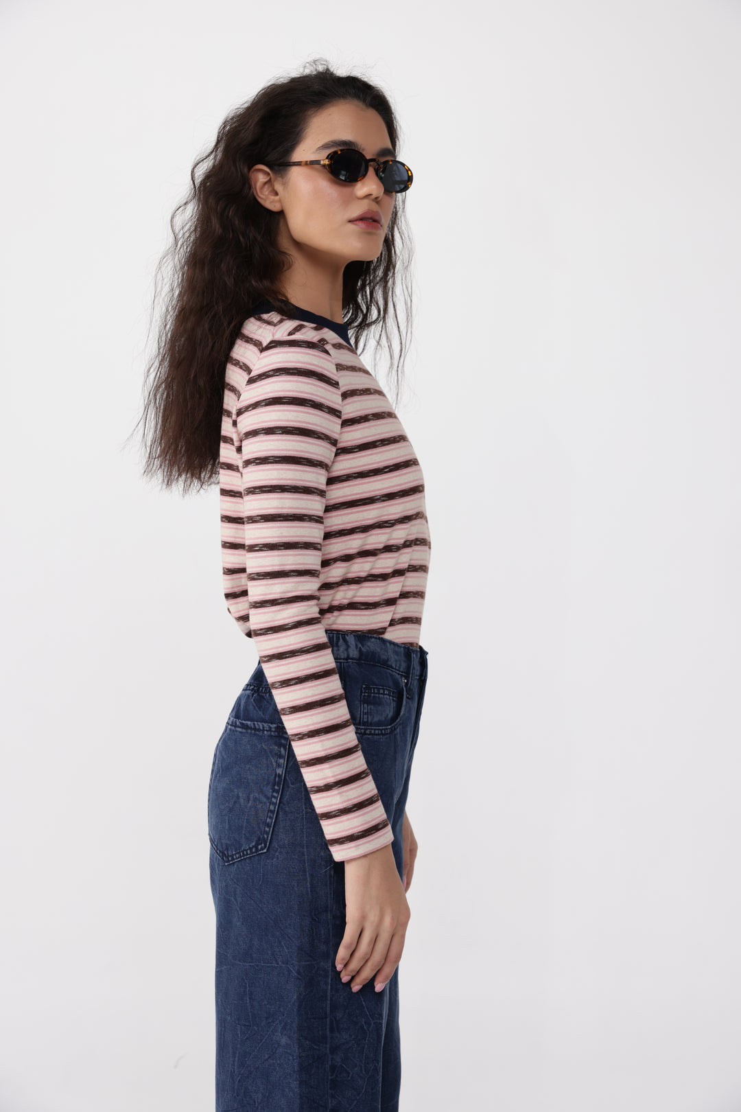 Rebasically Pink&Brown Stripes Shirt