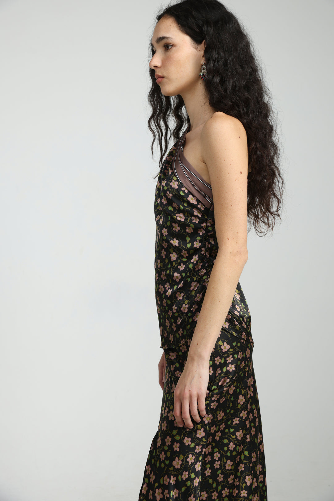Floral One Shoulder Satin Top