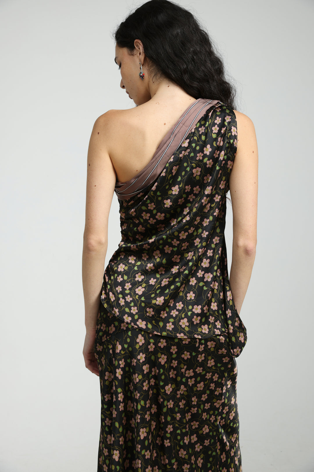 Floral One Shoulder Satin Top