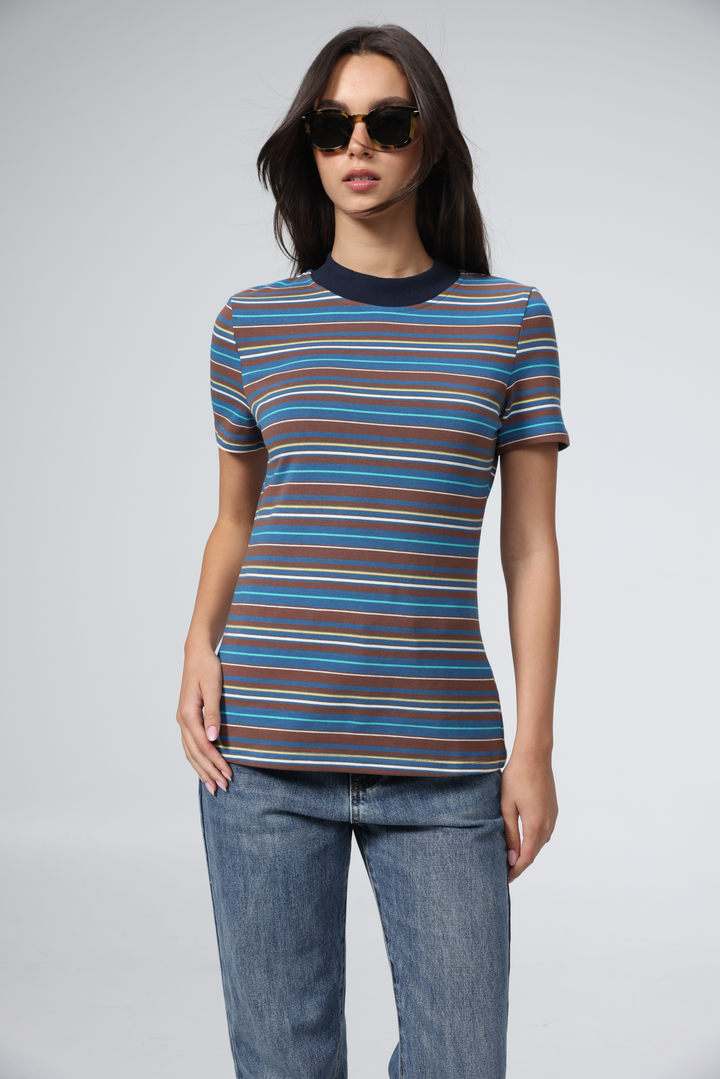 Rebasically Brown Stripes T-Shirt