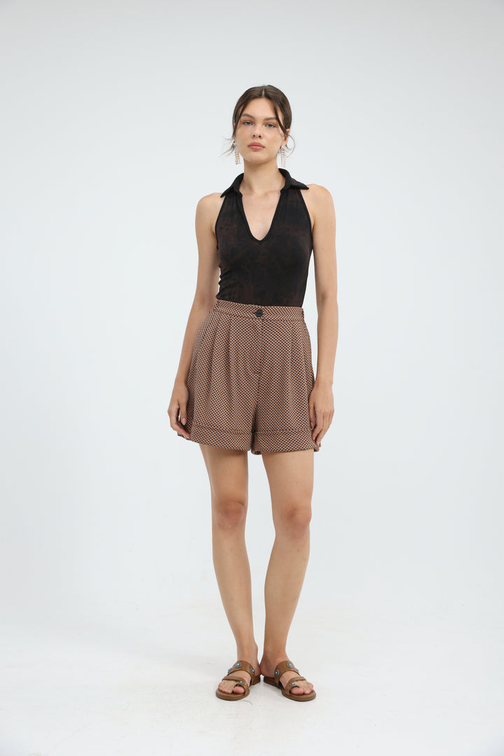 Arie Camel Check Shorts