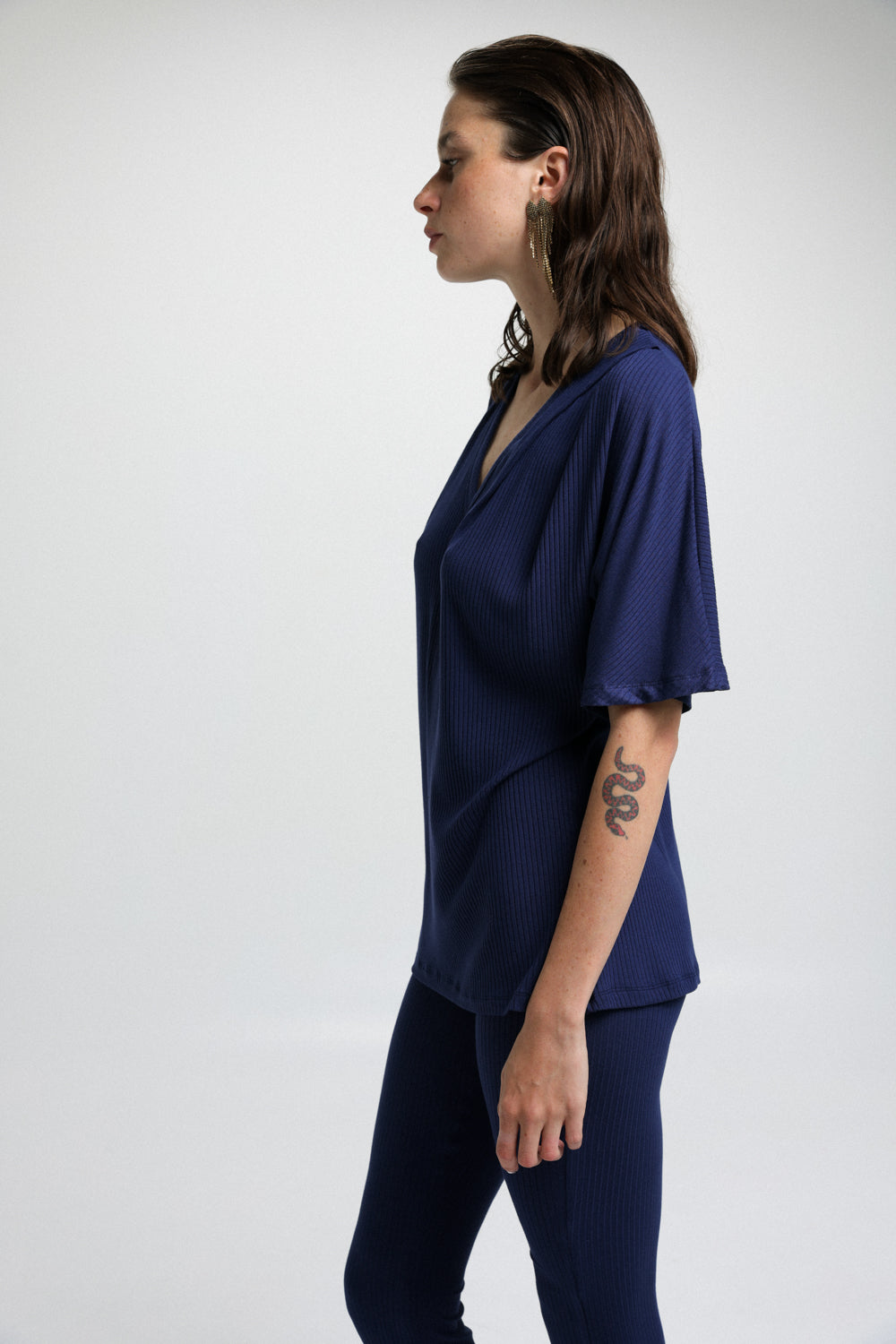 Rib Navy T-Shirt