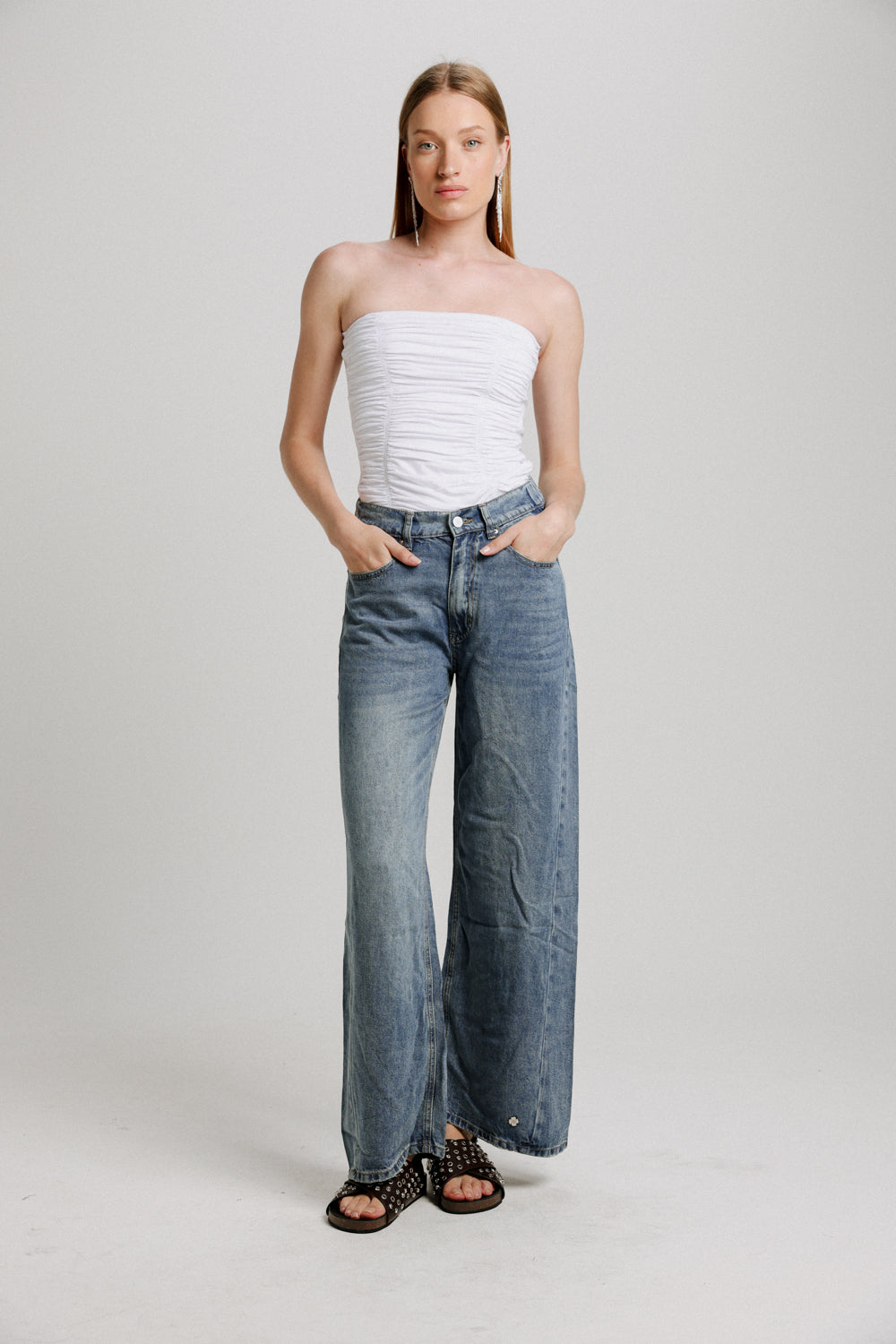 Shore White Strapless Top