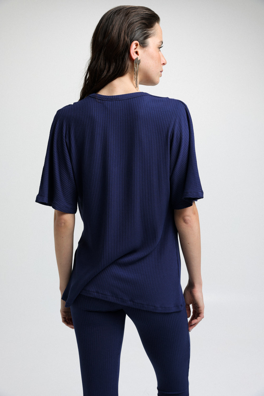 Rib Navy T-Shirt