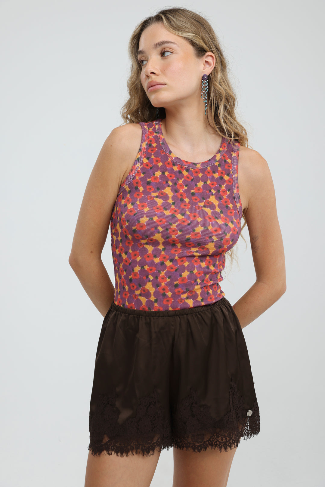 GoldenHour Red Floral Tank
