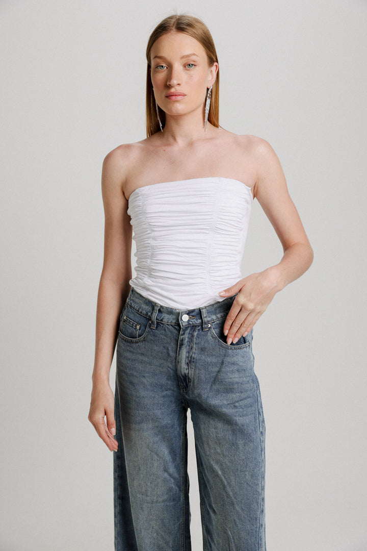 Shore White Strapless Top