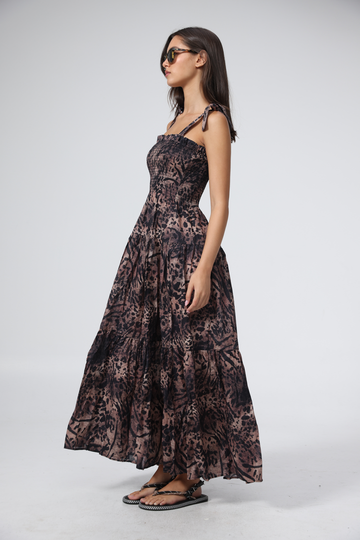 שמלה מנומרת בהירה לנשים Bell Light Leopard Dress