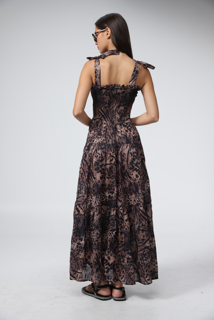 שמלה מנומרת בהירה גב Bell Light Leopard Dress