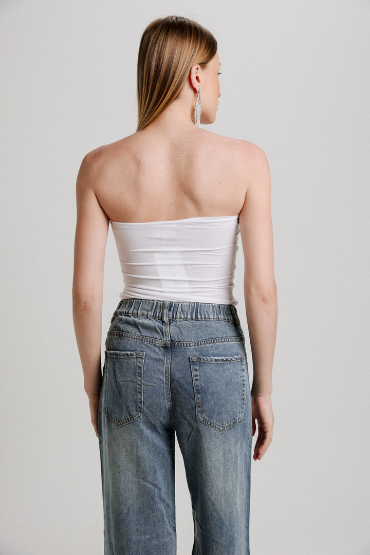 Shore White Strapless Top