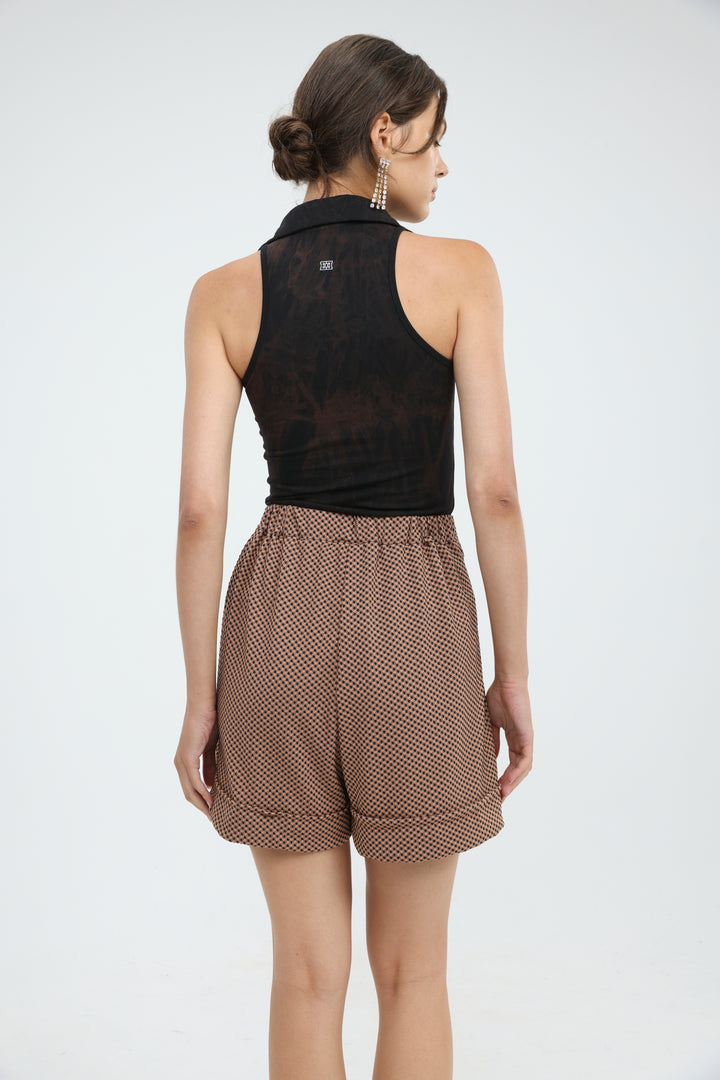 Arie Camel Check Shorts