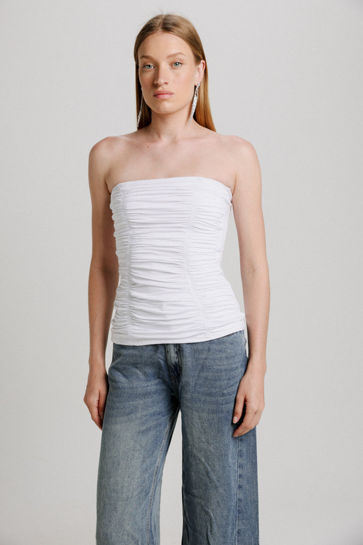 Shore White Strapless Top
