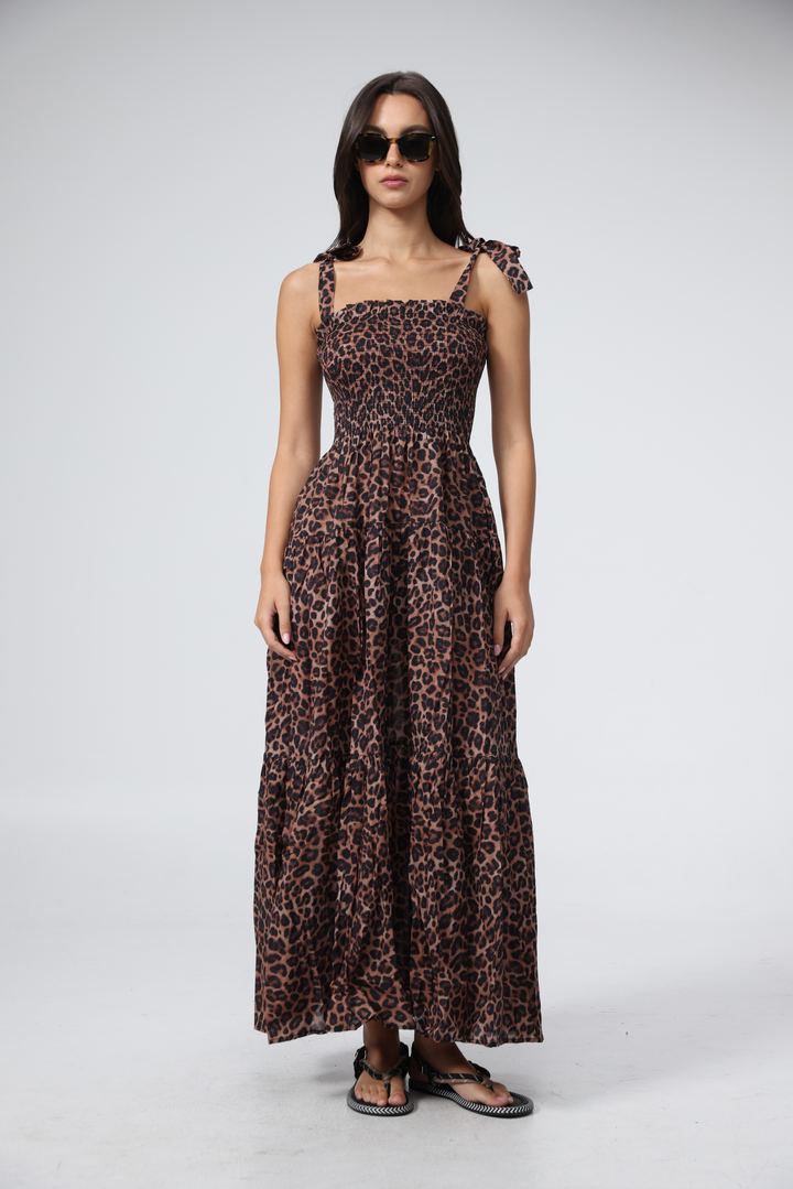 שמלת מקסי מנומרת לנשים Bell Leopard Dress 