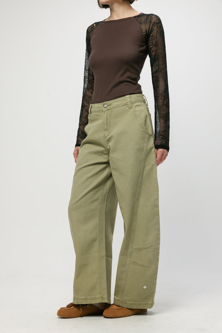 מכנס ג'ינס ירוק עם קו מותן בינוני Star 123 Light Green Denim