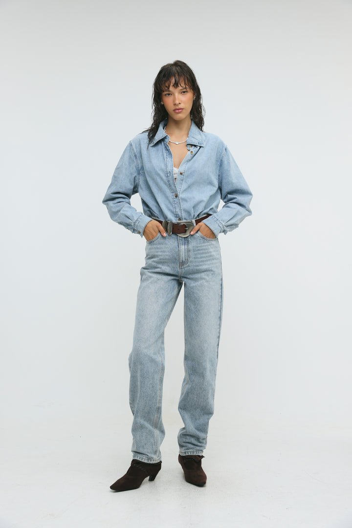 Leo Light Blue Denim Buttoned Shirt