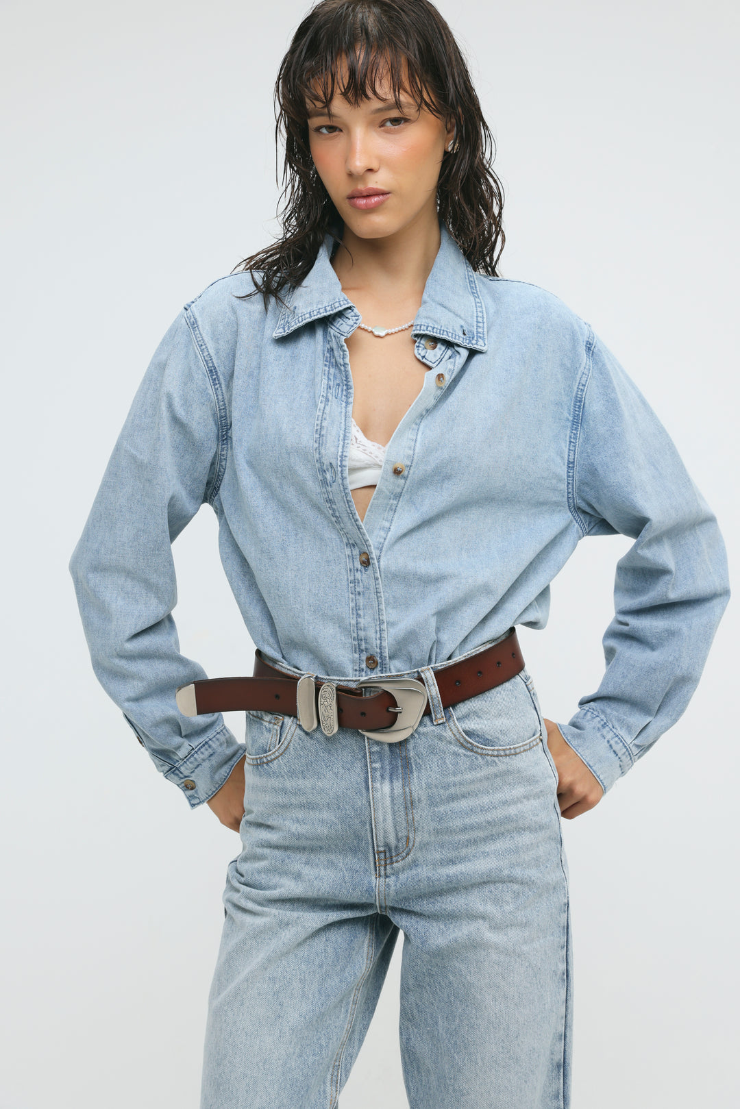 Leo Light Blue Denim Buttoned Shirt