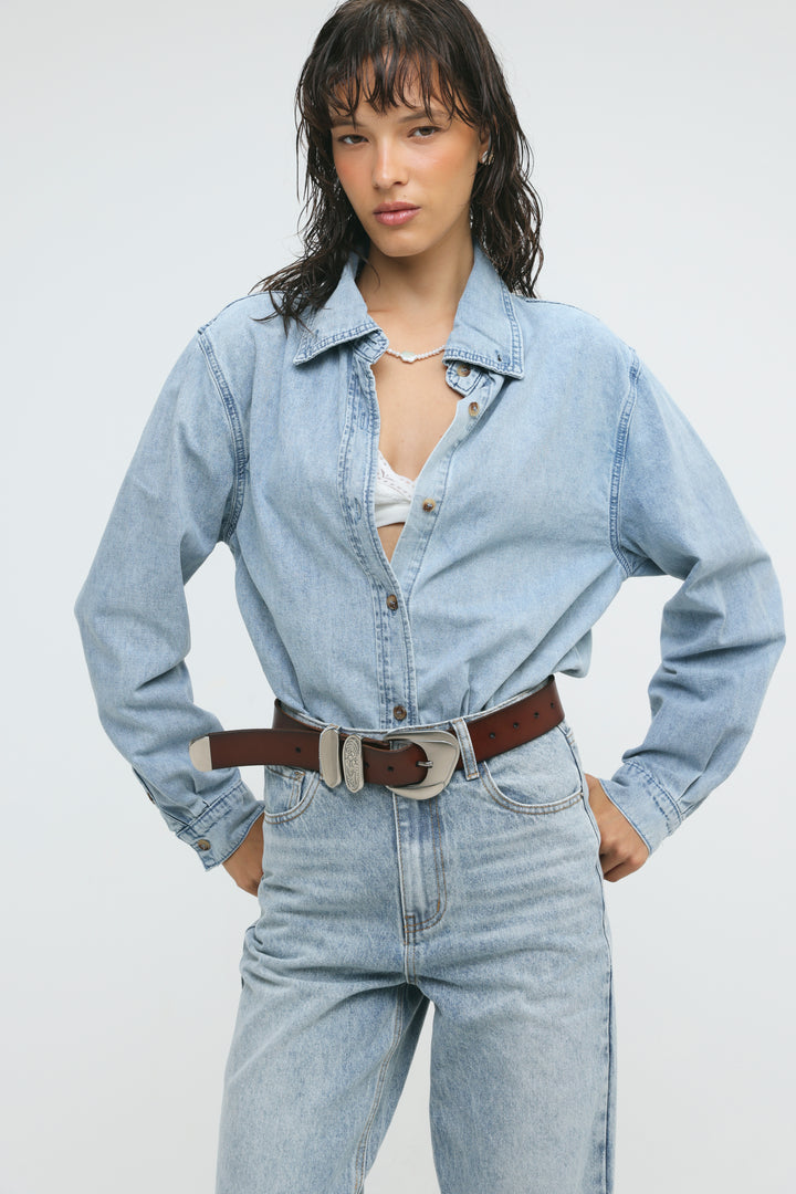 Leo Light Blue Denim Buttoned Shirt