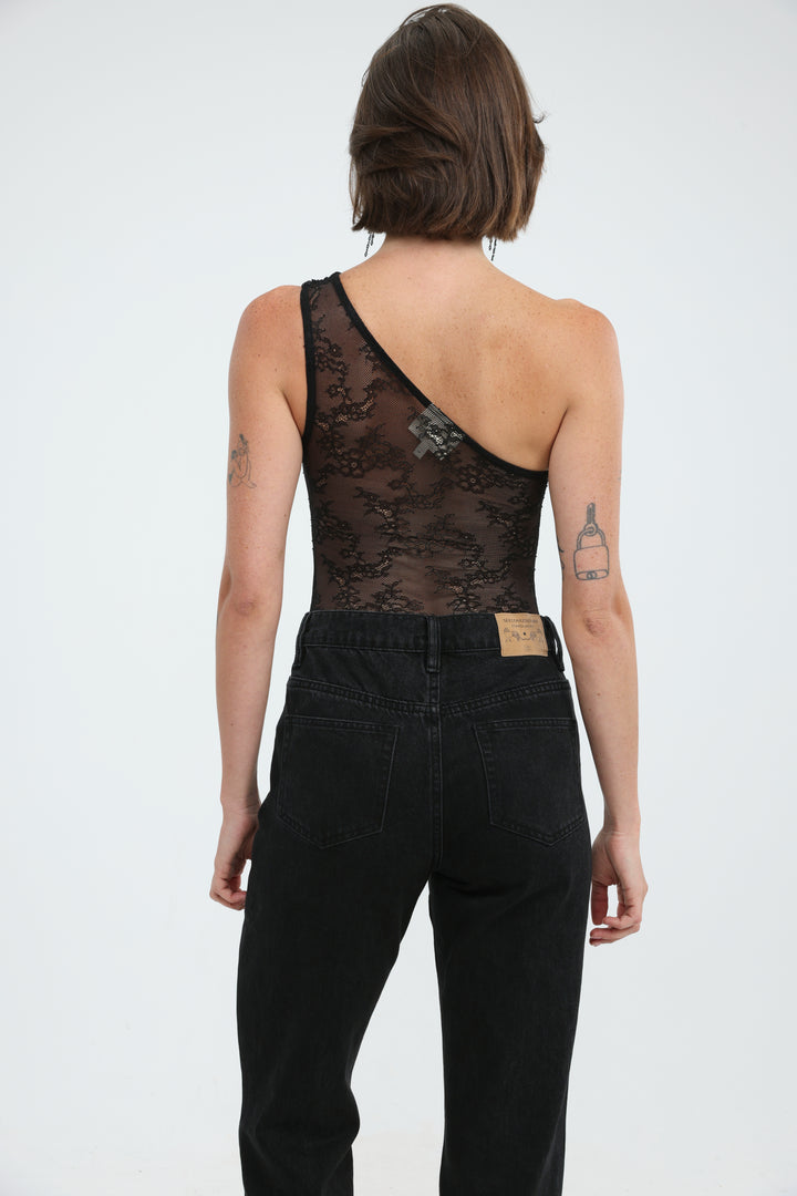 Muse Black One Shoulder Bodysuit