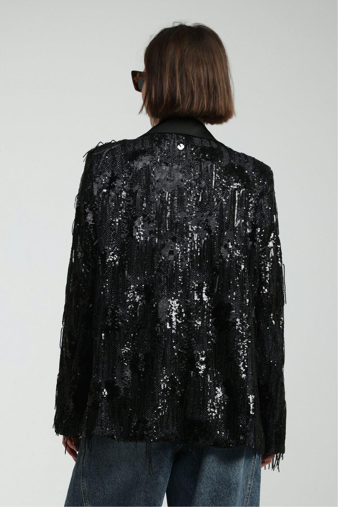 Sequin Fringe Black Blazer