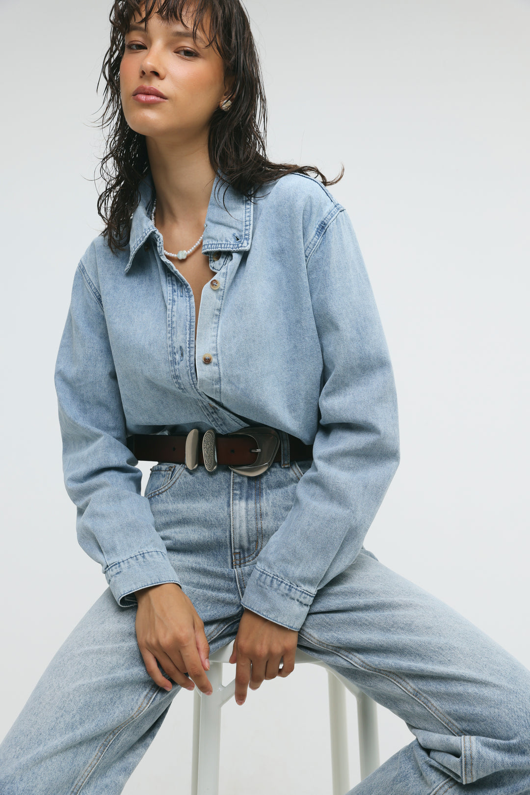Leo Light Blue Denim Buttoned Shirt