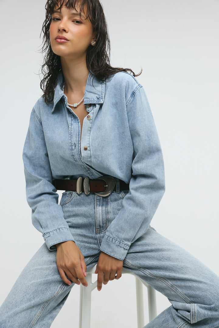 Leo Light Blue Denim Buttoned Shirt