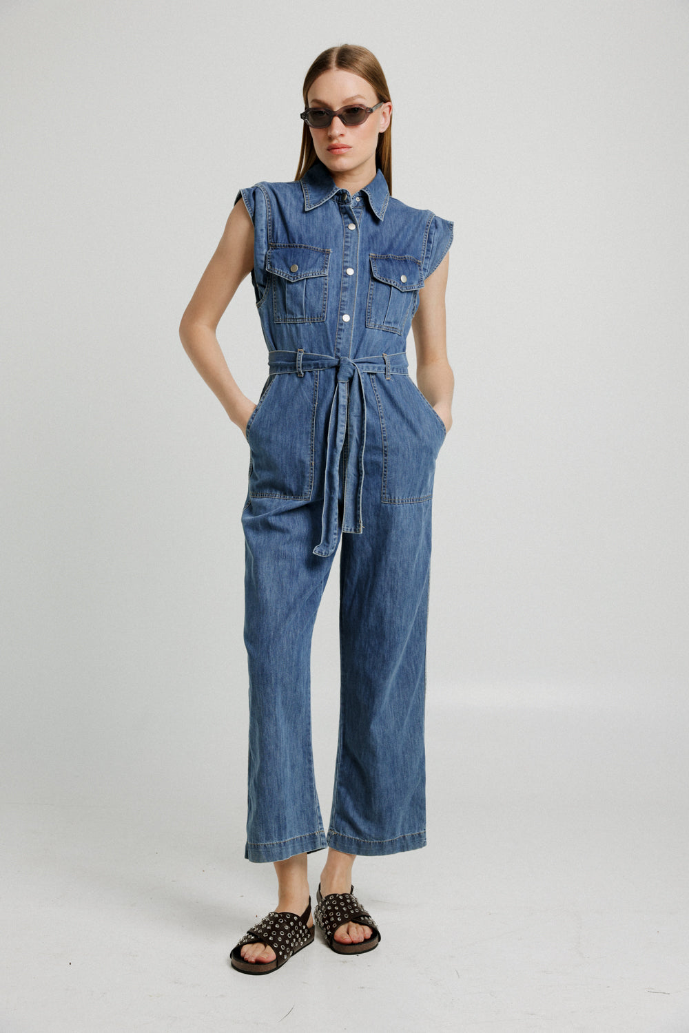 Wide Leg Blue Denim Jumpsuit – SEESTARZ