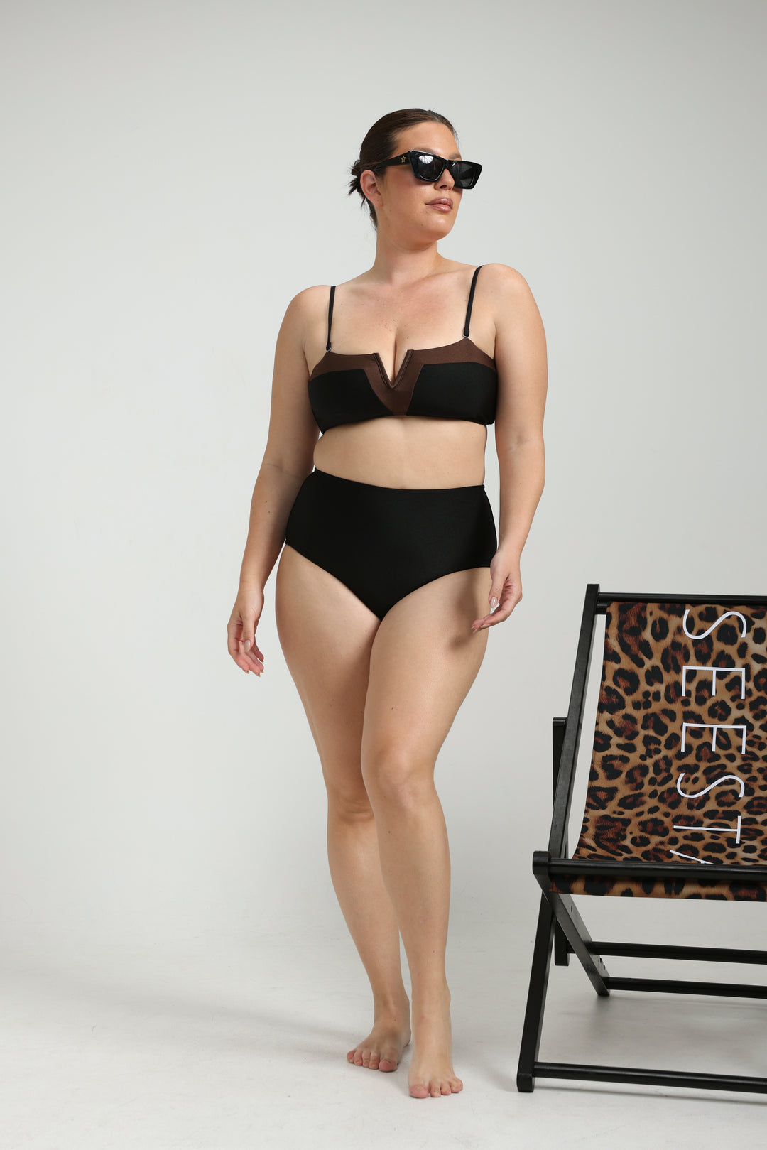 Cubism Black/Brown Bikini Top