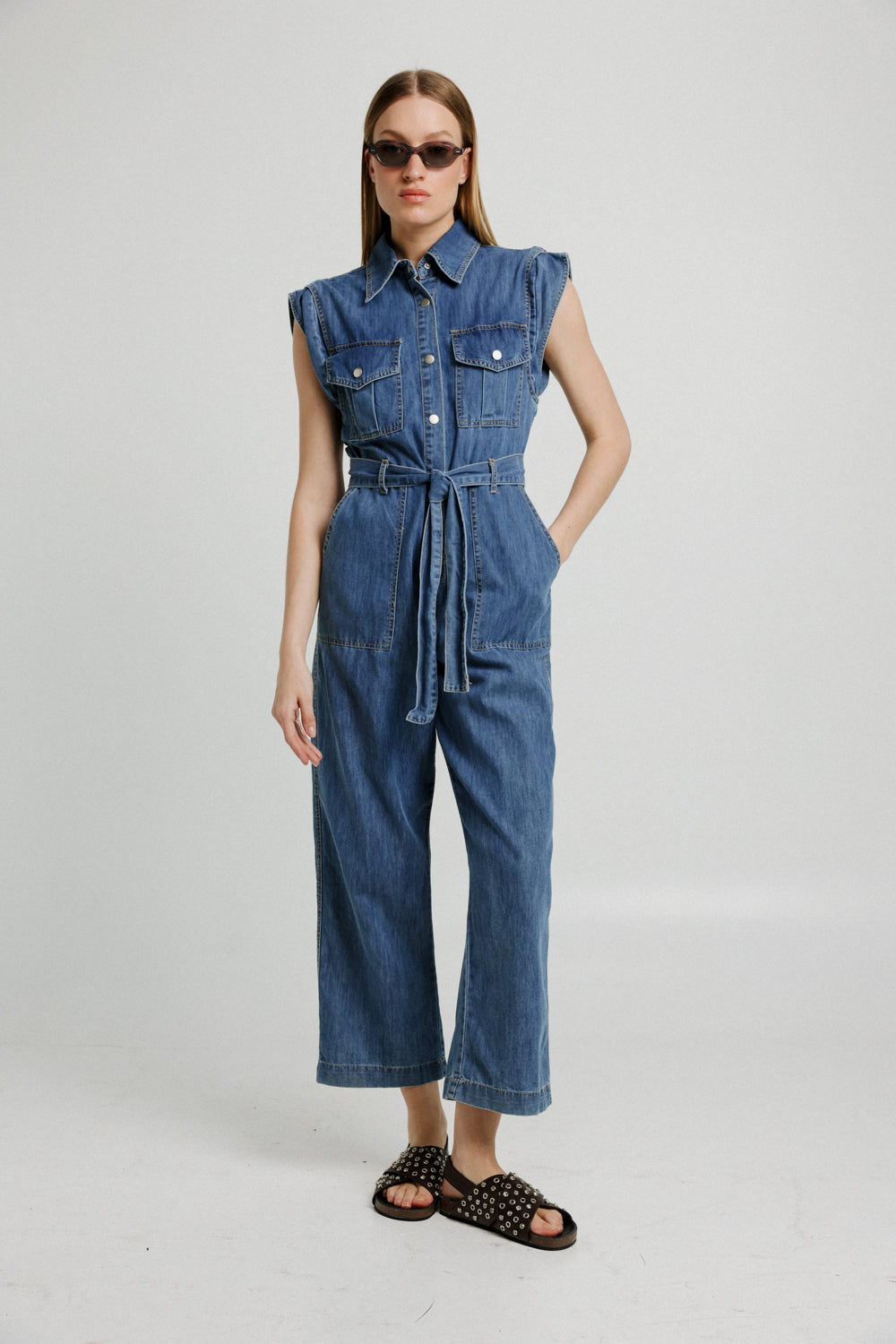 Wide Leg Blue Denim Jumpsuit – SEESTARZ